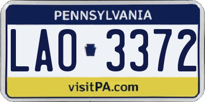 PA license plate LAO3372