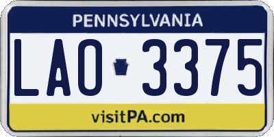 PA license plate LAO3375