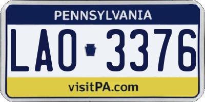 PA license plate LAO3376