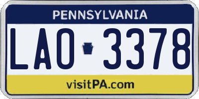 PA license plate LAO3378