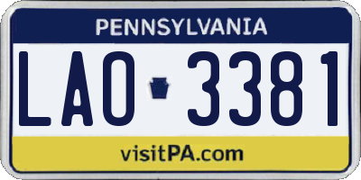 PA license plate LAO3381