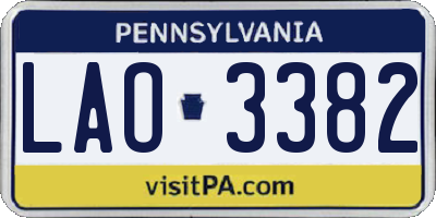 PA license plate LAO3382