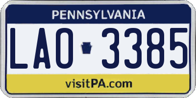 PA license plate LAO3385