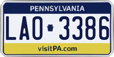 PA license plate LAO3386