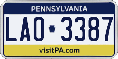 PA license plate LAO3387