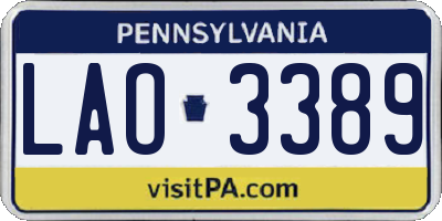 PA license plate LAO3389