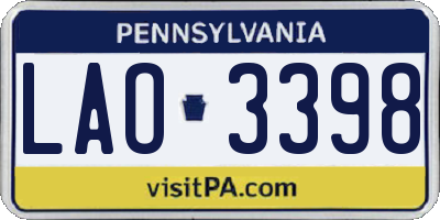 PA license plate LAO3398