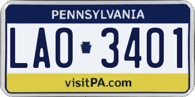 PA license plate LAO3401
