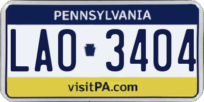 PA license plate LAO3404
