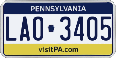 PA license plate LAO3405