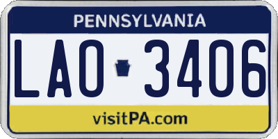 PA license plate LAO3406