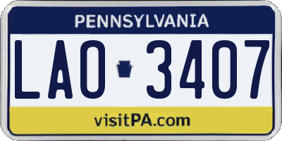 PA license plate LAO3407