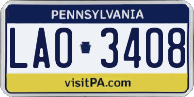 PA license plate LAO3408