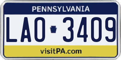 PA license plate LAO3409