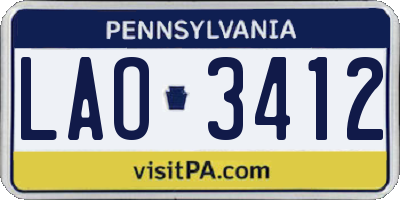 PA license plate LAO3412