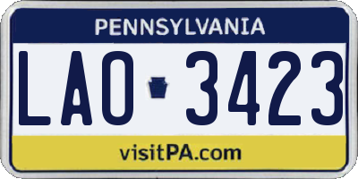 PA license plate LAO3423