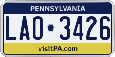 PA license plate LAO3426