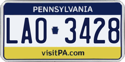 PA license plate LAO3428