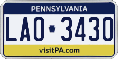 PA license plate LAO3430