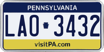 PA license plate LAO3432