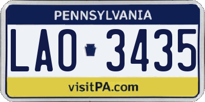 PA license plate LAO3435