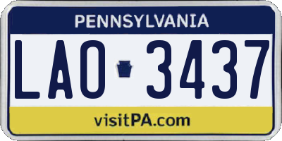 PA license plate LAO3437