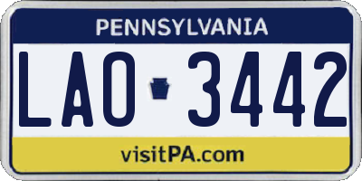 PA license plate LAO3442