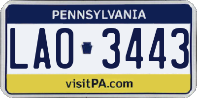 PA license plate LAO3443