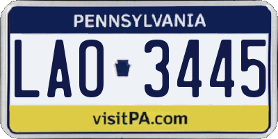 PA license plate LAO3445