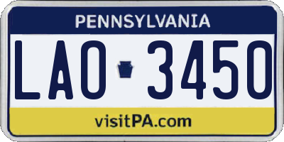 PA license plate LAO3450
