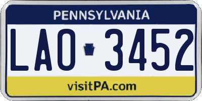 PA license plate LAO3452