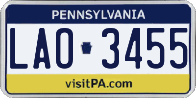 PA license plate LAO3455
