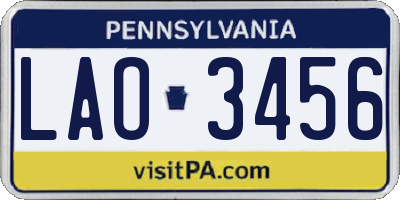 PA license plate LAO3456