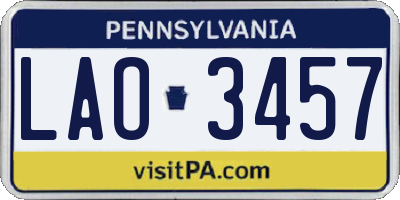 PA license plate LAO3457