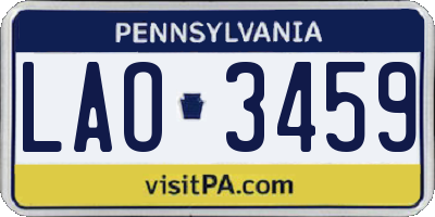 PA license plate LAO3459