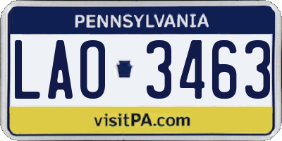 PA license plate LAO3463