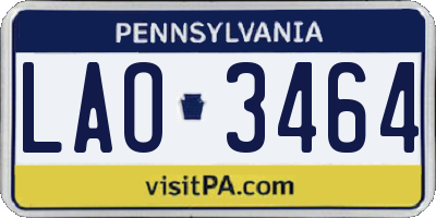 PA license plate LAO3464