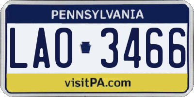 PA license plate LAO3466