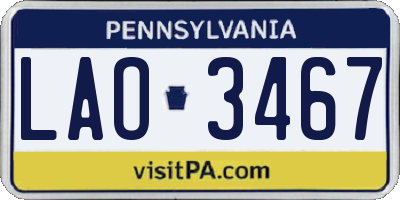 PA license plate LAO3467
