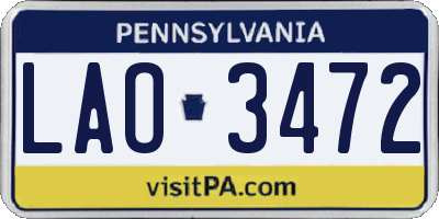 PA license plate LAO3472