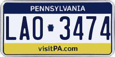 PA license plate LAO3474