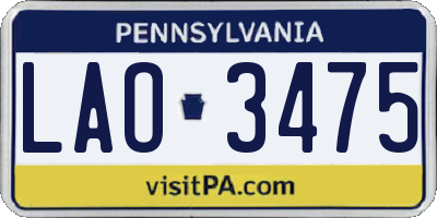 PA license plate LAO3475
