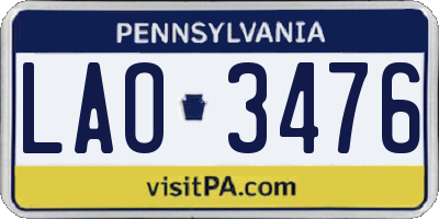 PA license plate LAO3476