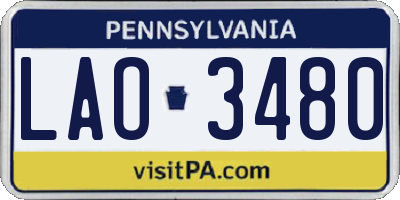 PA license plate LAO3480