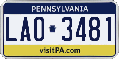 PA license plate LAO3481
