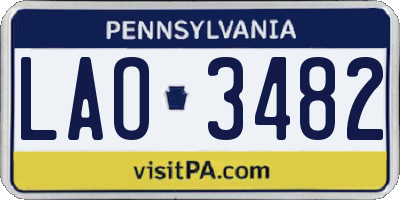 PA license plate LAO3482