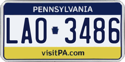 PA license plate LAO3486