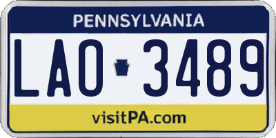 PA license plate LAO3489