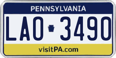 PA license plate LAO3490