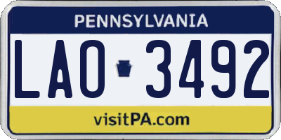 PA license plate LAO3492